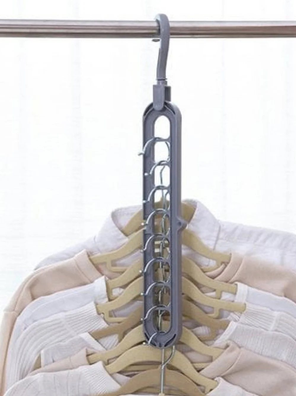 Space-Saving Hanger for Vertical or Horizontal Use Gray One